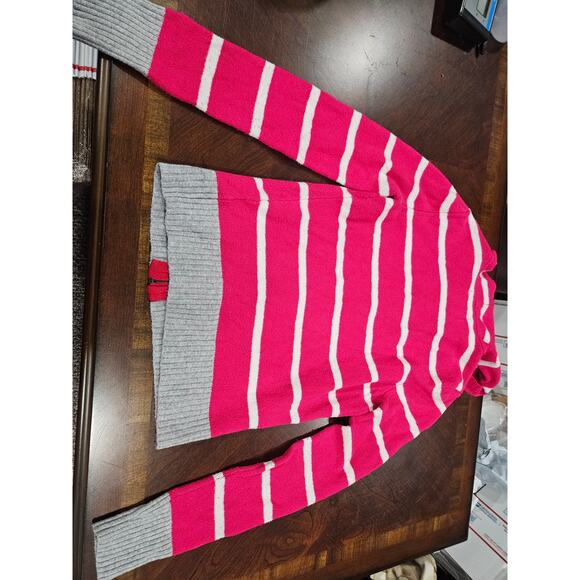 Vintage y2k Aeropostale Pink White Striped Hoodie Jacket Size L Women's - Picture 5 of 5